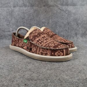 Sanuk Shoes Womens 9 Casual Slip On Flats Johanna Woven Flannel Loafer Comfort